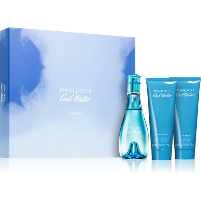 Cool Water 3Pc Women Gift Set - 3.4Oz EDT + 2.5Oz Body Lotion + 2.5Oz Shower Gel