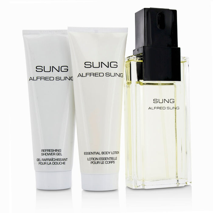 Alfred Sung Sung 3-Piece Gift Set for Women, 3.4 Oz EDT, Body Lotion and Shower Gel