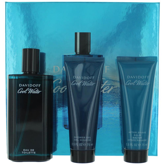 Davidoff Cool Water 3-Piece Gift Set for Men, 4.2 Oz EDT, After Shave Balm and Shower Gel