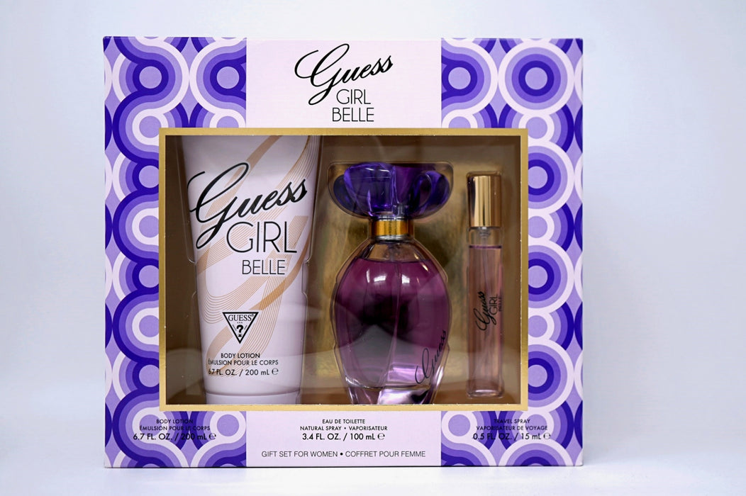 Guess Girl Belle 3-Piece Gift Set for Women, 3.4 Oz EDT, 0.5 Oz EDT and Body Lotion