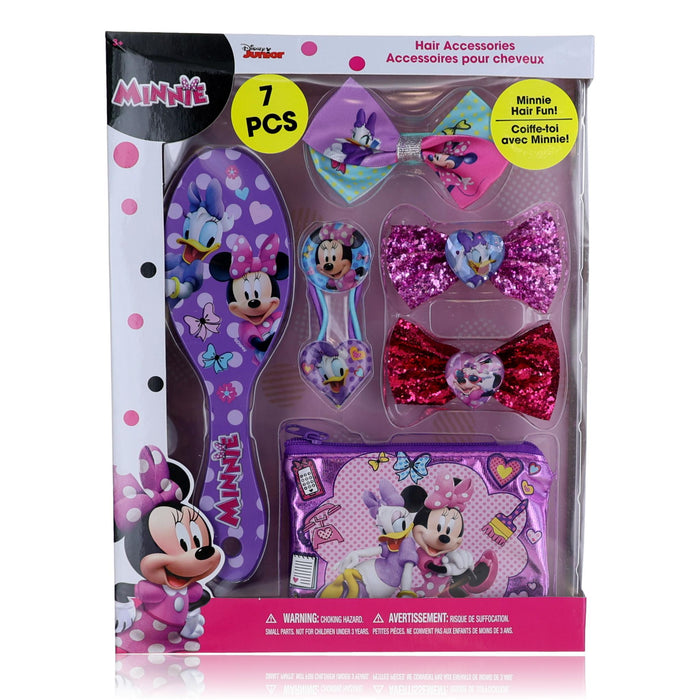 Minnie Mouse Brush & Hair Accessories By Disney, 7 Piece Set For Kids