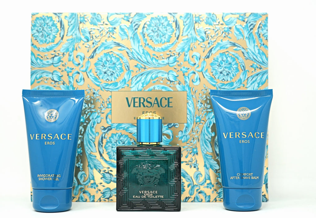 Versace Eros 3-Piece Gift Set for Men, 1.7 Oz EDT, 1.7 Oz Shower Gel and 1.7 Oz After Shave Balm
