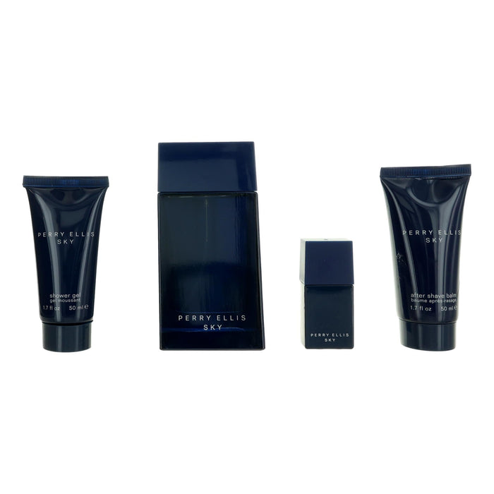 Perry Ellis Sky Men Gift Set, Includes: 3.4 Oz EDT, Mini EDT, Gel and Shave Balm