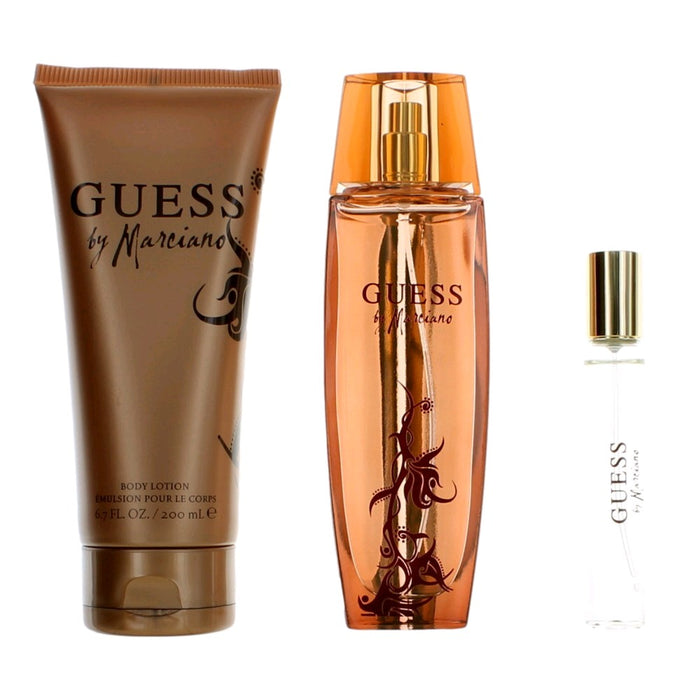 GUESS Marciano 3 Piece Women Fragrance Gift Set, Includes: 3.4 Oz EDP, Lotion and Mini EDP